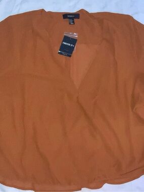 Forever 21 Burnt Orange V-Neck Wrap Top